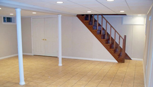 A complete finished basement system in a Latham home