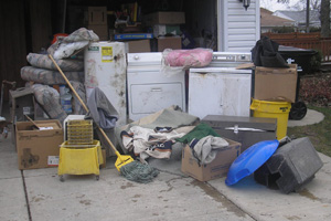 Flooded basement mess from finished space in Latham