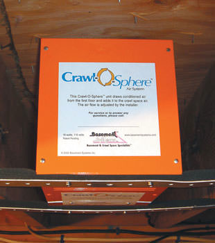 A ventilation fan installed for a crawl space in Conesville