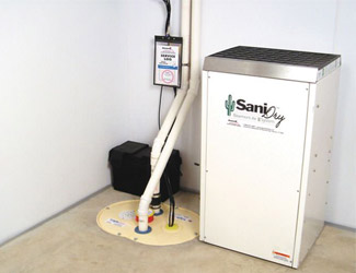 a complete basement waterproofing system installed in a Albany home