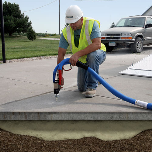 PolyLevel step 3: polyurethane foam injection