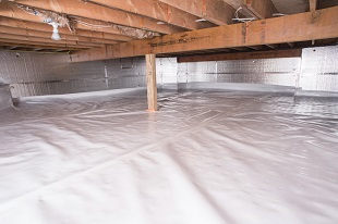 A complete crawl space vapor barrier in Clifton Park installed by our contractors