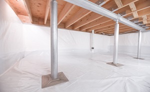 Crawl space structural support jacks installed in Slingerlands