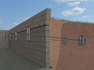 A graphic illustration of a foundation wall system installed in Slingerlands