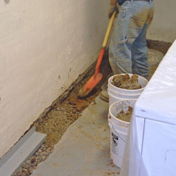 Digging a trench for a French Drain system in Albany