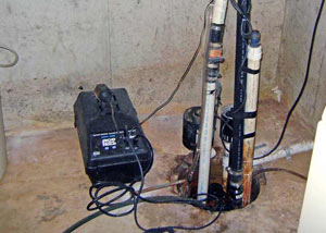 Pedestal sump pump system installed in a home in Glens Falls