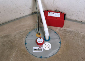 A sump pump system with a battery backup system installed in Slingerlands