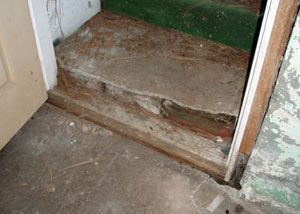 A flooded basement in Castleton On Hudson where water entered through the hatchway door